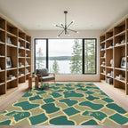Teal Abstract Organic Forms Garden Rug