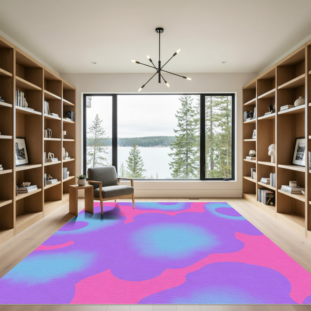 Abstract Swirls Pink Blue Purple Rug