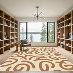 Earthy Brown Abstract Swirls Rug