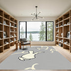 Whimsical Cream Creature Gray Swirl Rug