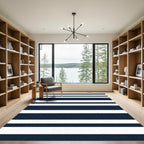 Classic Navy White Stripe Repeat Rug