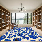 Bold Blue Amoeba Organic Shapes Rug