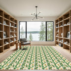 Emerald Green Abstract Leaf Collage Rug