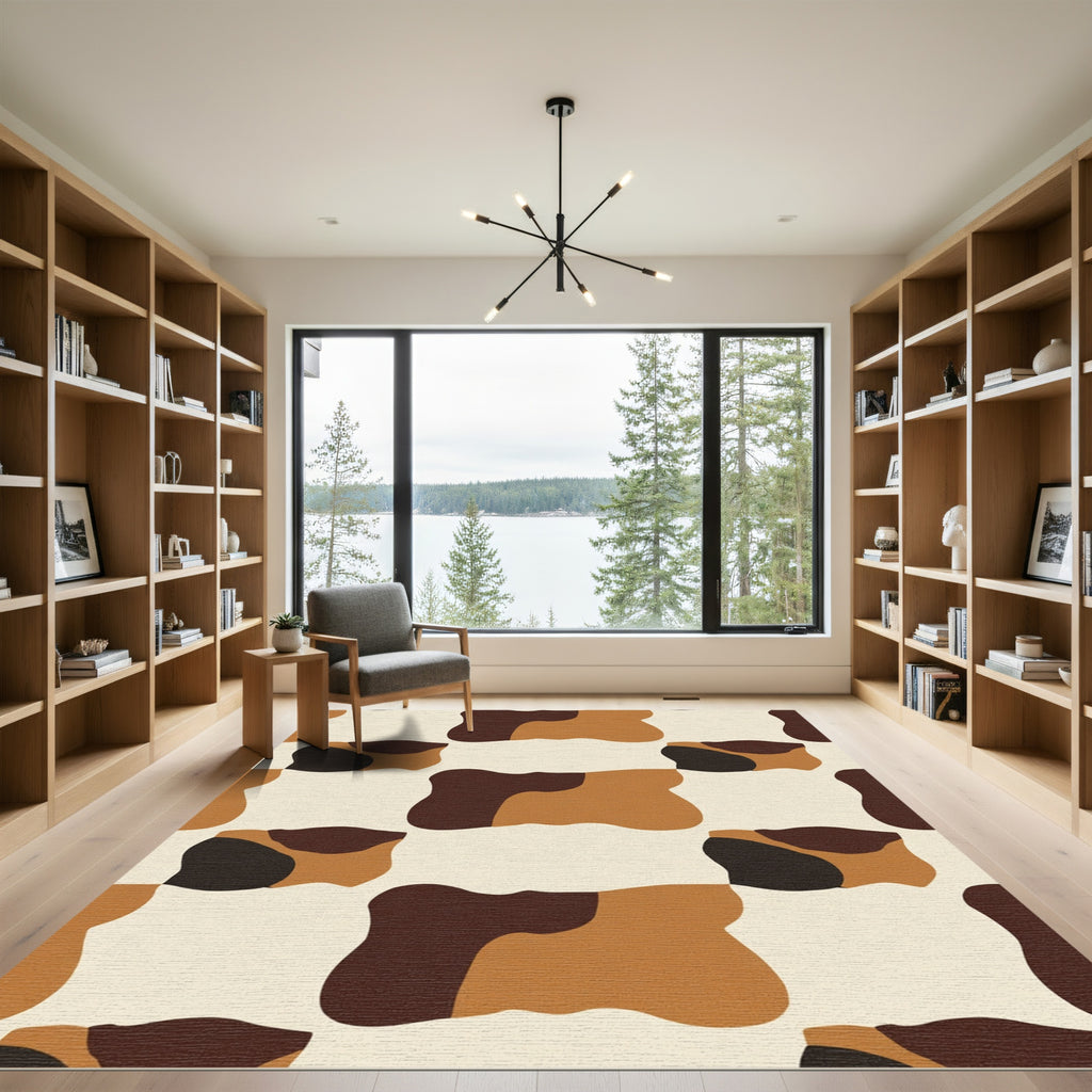 Earthy Organic Shape Patchwork Rug