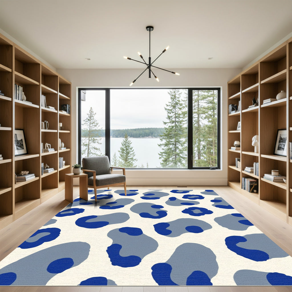 Indigo Grey Leopard Spots Rug