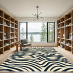 Black Cream Wavy Stripes Rug
