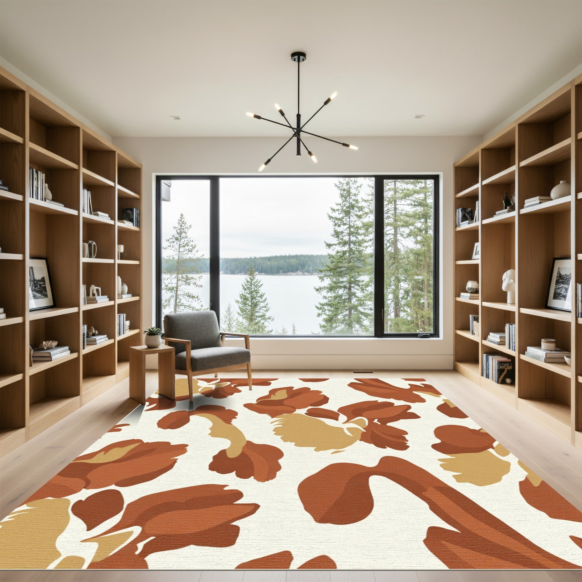 Terracotta Abstract Floral Compositions Rug