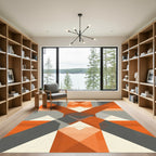 Geometric Orange Gray Diamond Overlay Rug