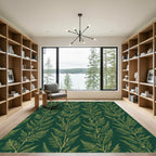 Emerald Green Golden Fern Botanical Rug