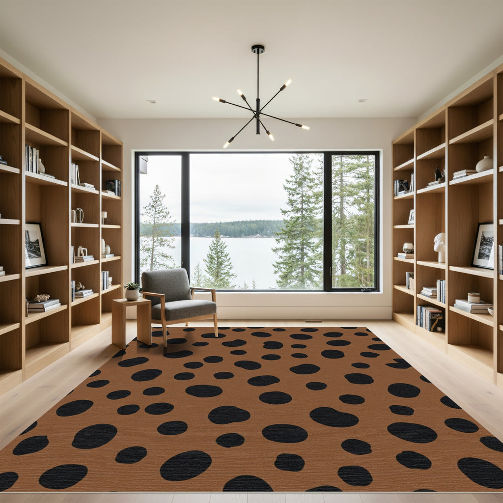 Brown Black Polka Dot Pattern Rug