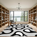 Modern Gray Black Organic Swirl Rug