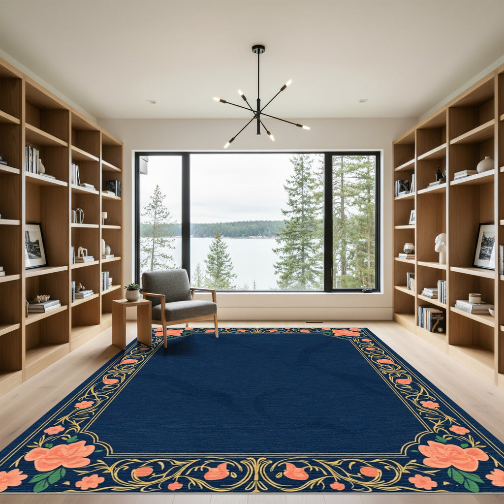 Orange Blossom Golden Filigree Framing Rug