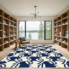 Navy Ivory Interlocking Abstract figures Rug