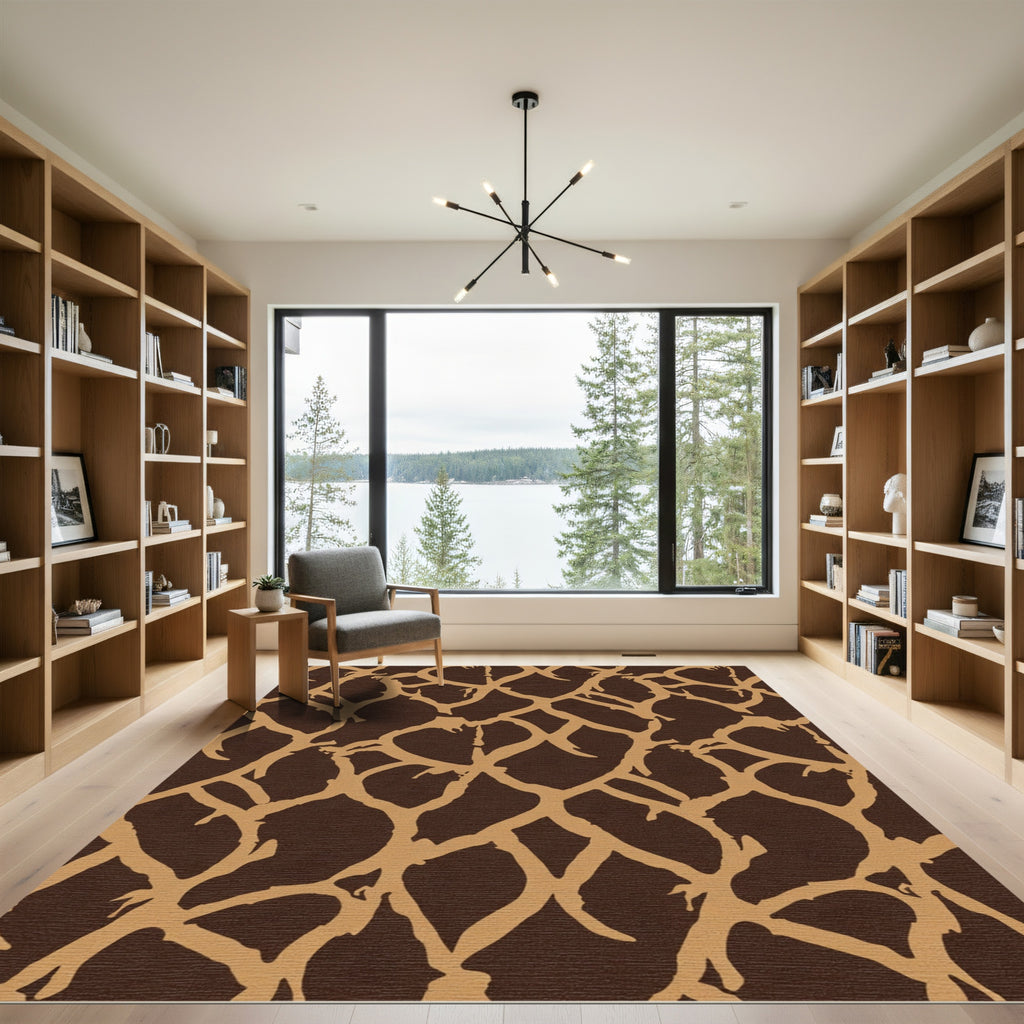 Brown Tan Giraffe Spot Organic Rug