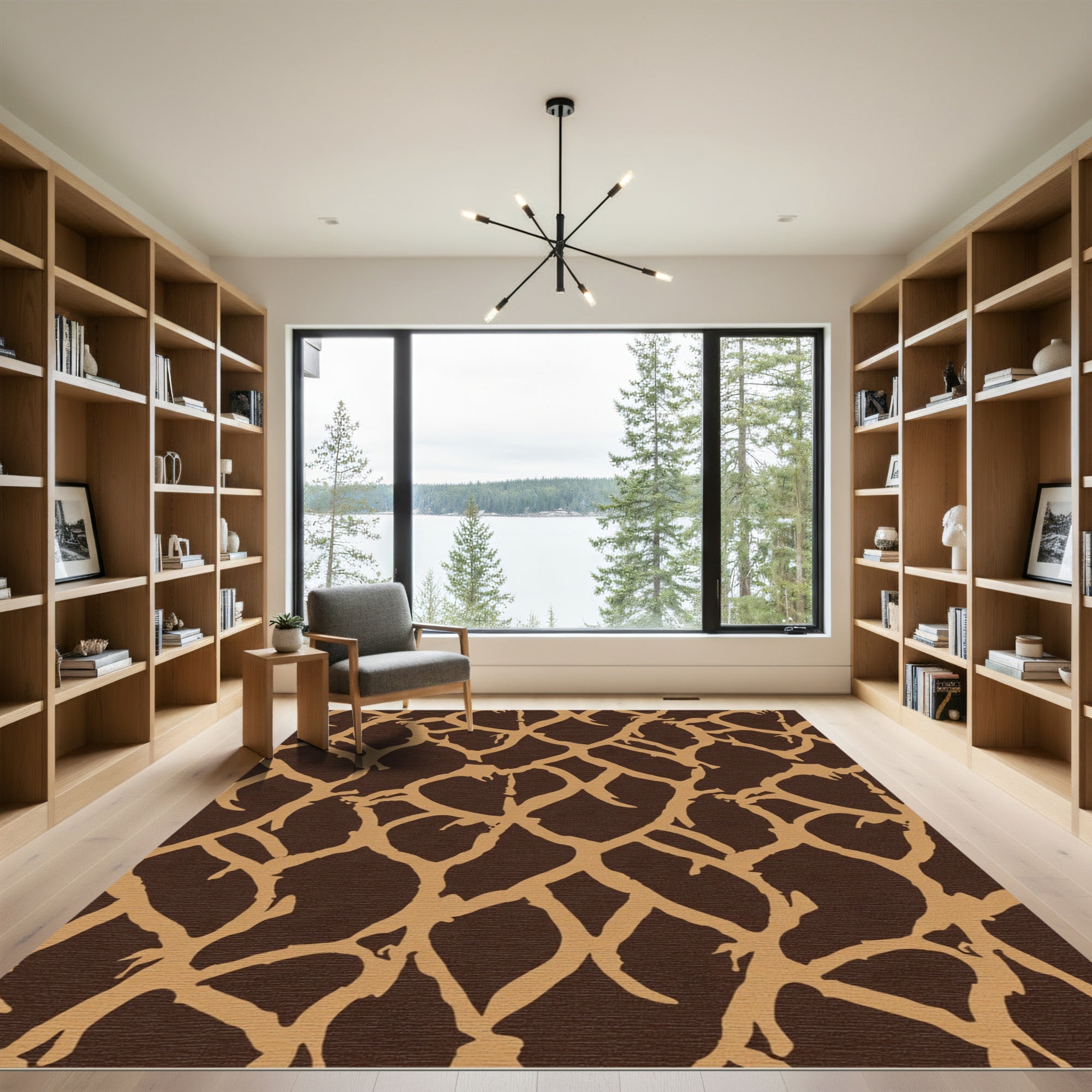 Brown Tan Giraffe Spot Organic Rug