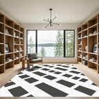 Gray Geometric Dash Interlock Rug