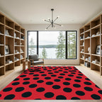 Classic Red Black Polka Dot Rug