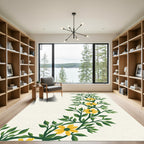 Vibrant Yellow Floral Vine Arrangement Rug