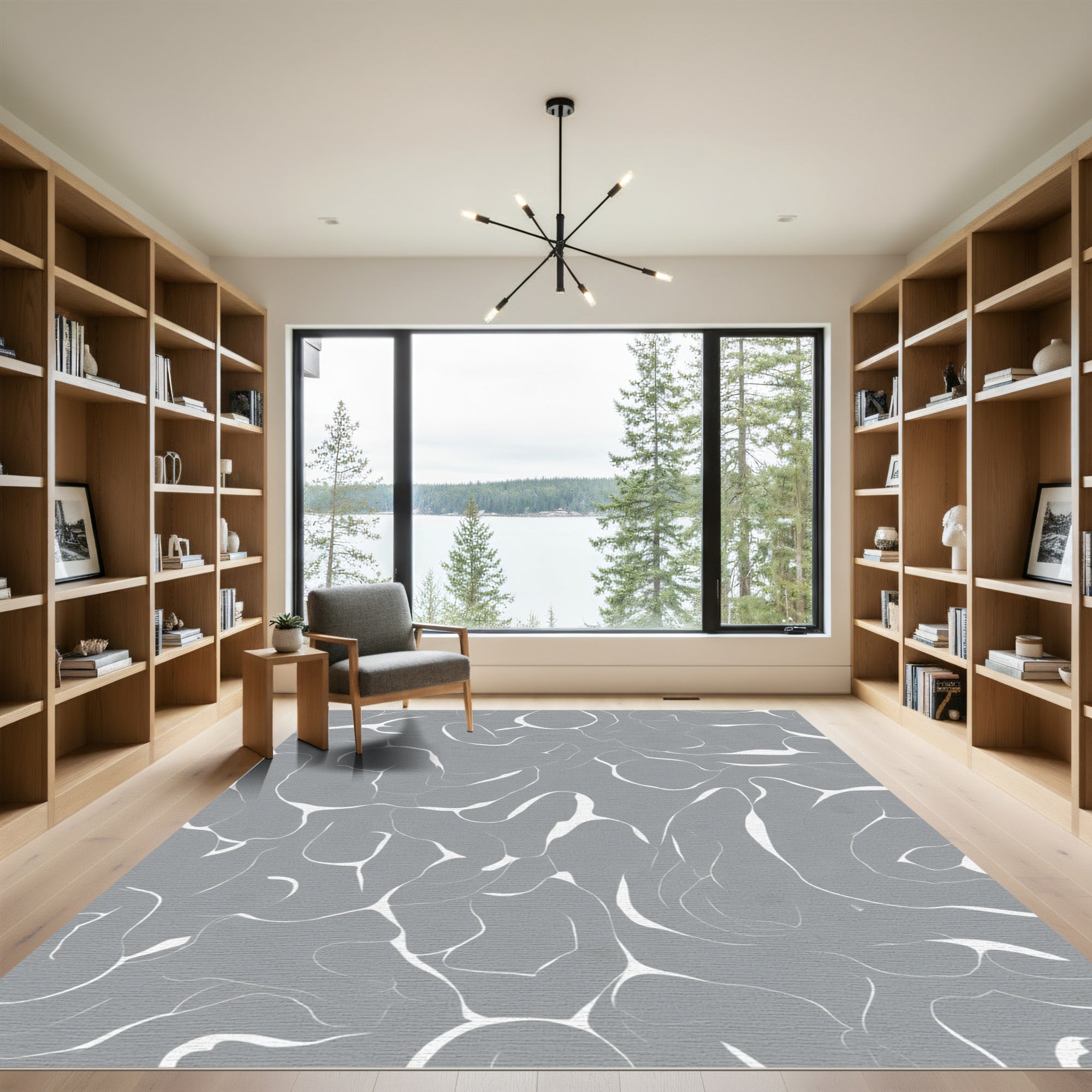Gray Abstract Swirl Organic Rug