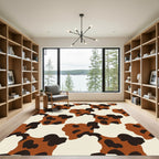 Brown White Spotted Organic Shapes Rug