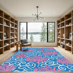 Pink Coral Turtle Ocean Swirl Rug