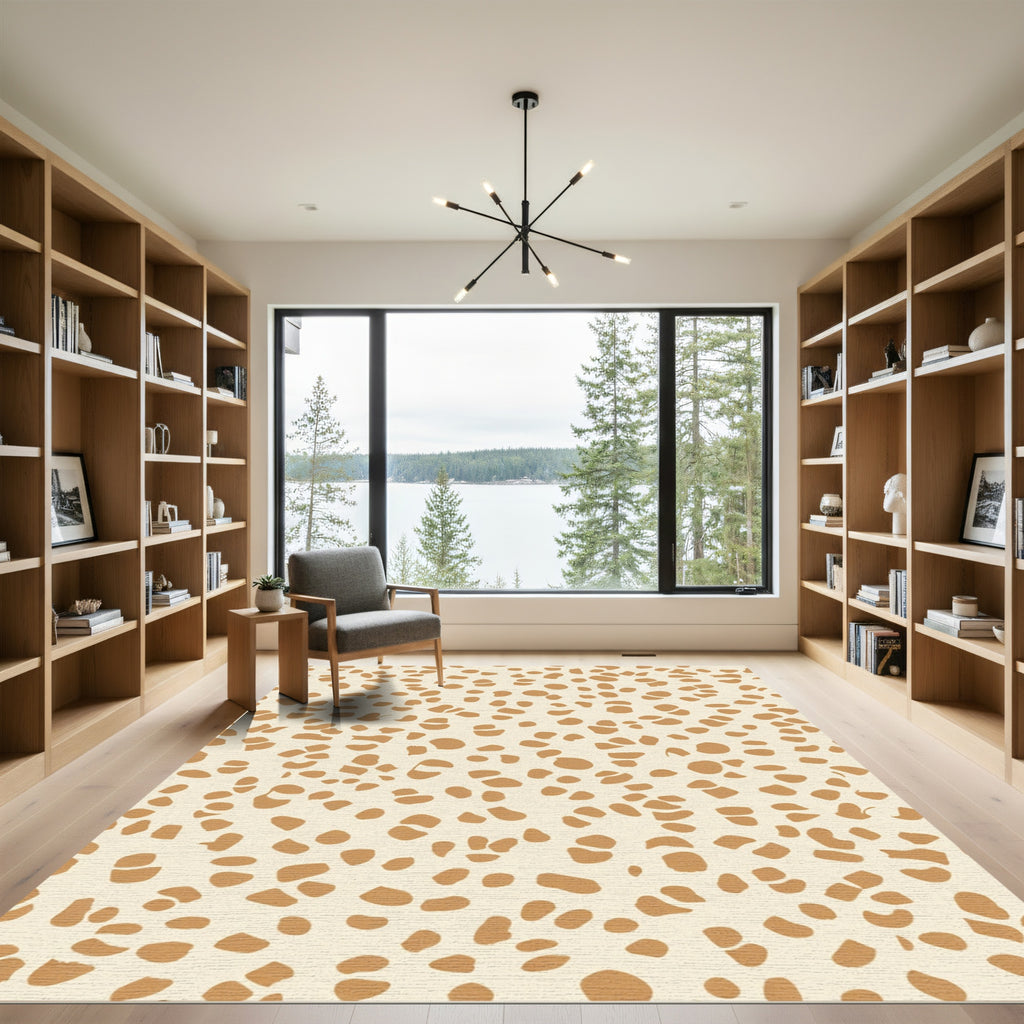 Tan Speckled Organic Abstract Rug