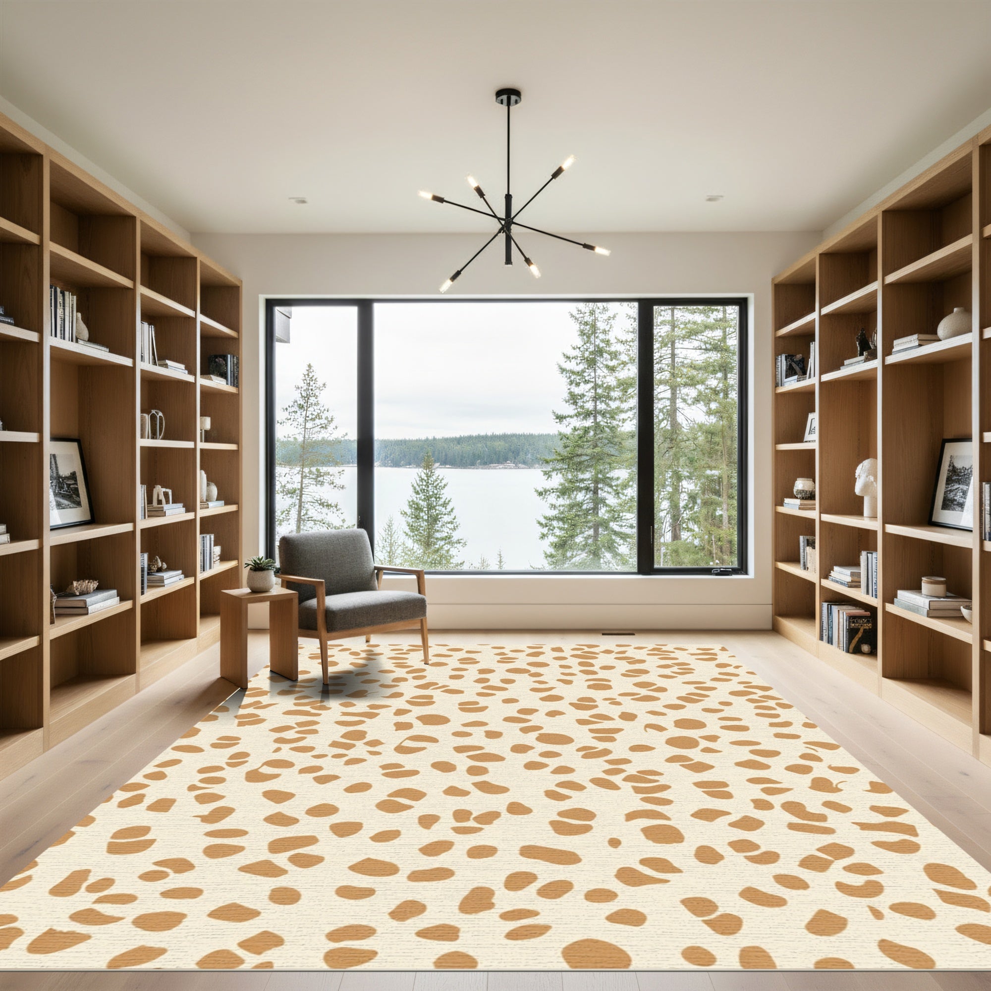 Tan Speckled Organic Abstract Rug