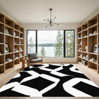 Monochrome Abstract Interlocking Shapes Rug