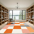 Modern Geometric Blocks Orange Cream Gray Rug
