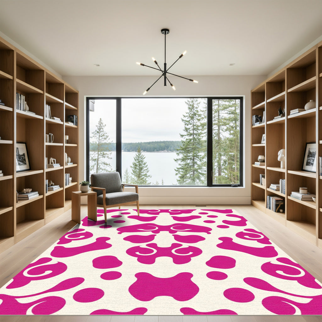 Fuchsia Abstract Spots Contemporary Rug