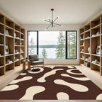 Brown Cream Organic Blob Collage Rug