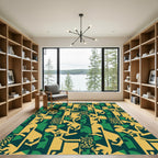 Bold Yellow Green Abstract Figures Rug