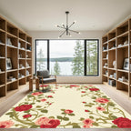 Crimson Coral Pink Rose Vine Rug