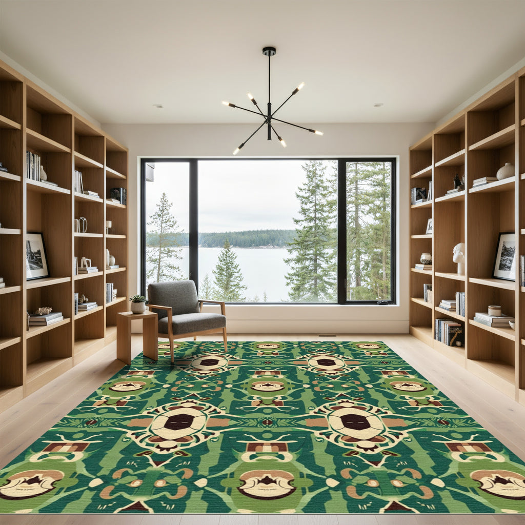 Green Earthy Tones Abstract Organic Rug