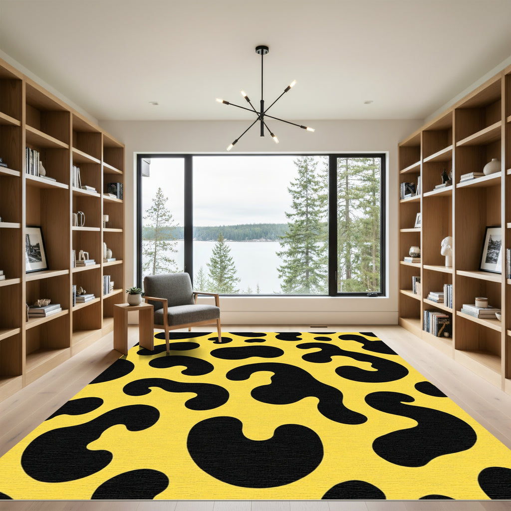 Yellow Black Organic Blotch Rug