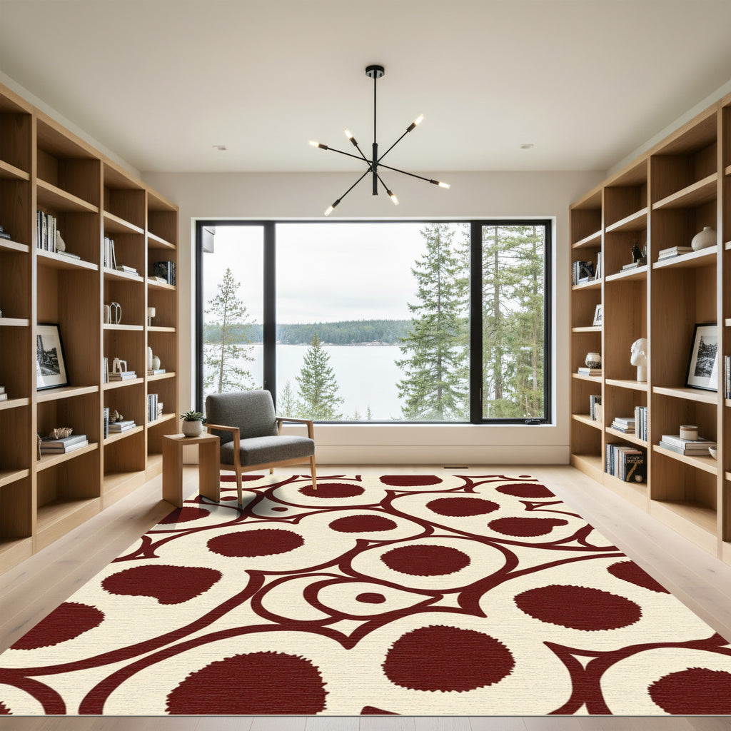 Crimson Organic Cell Clusters Rug