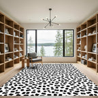 Scattered Black Rectangle White Background Rug