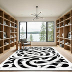 Dynamic White Abstract Intertwined Ribbons Rug