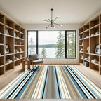 Modern Earthy Blue Stripe Rug