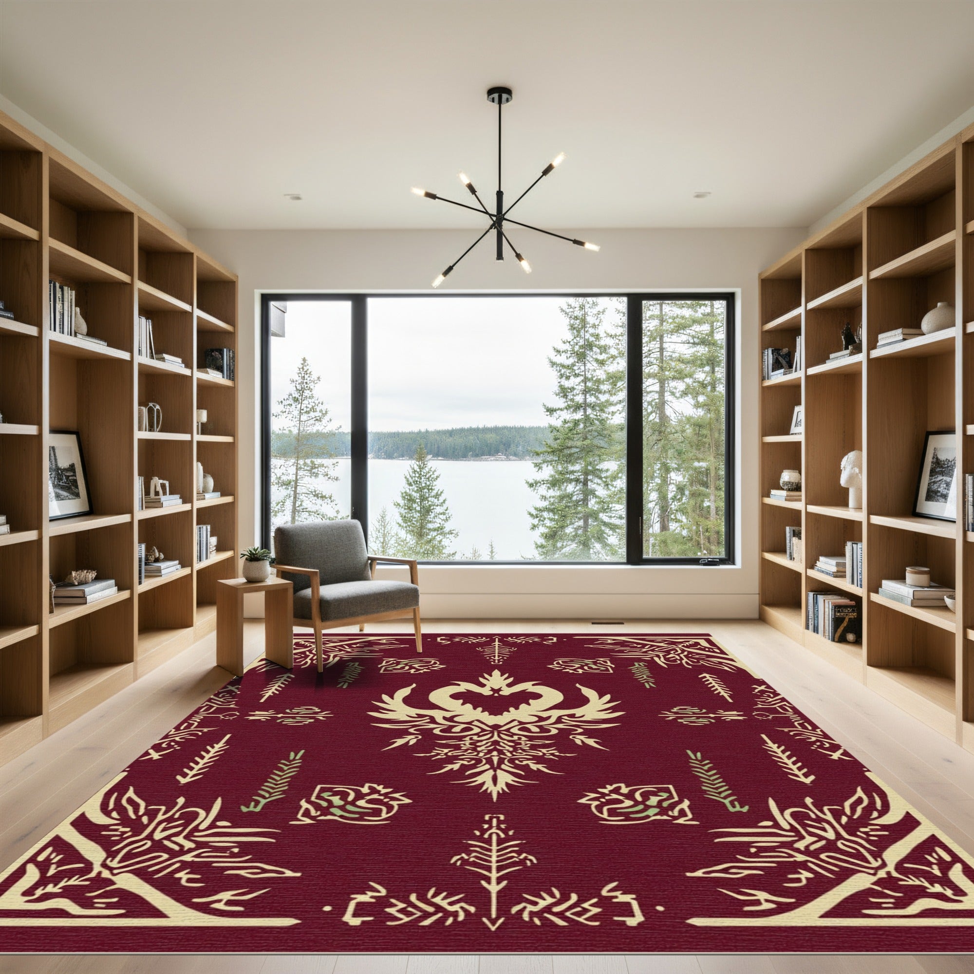 Crimson Gold Ornately Detailed Medallion Rug