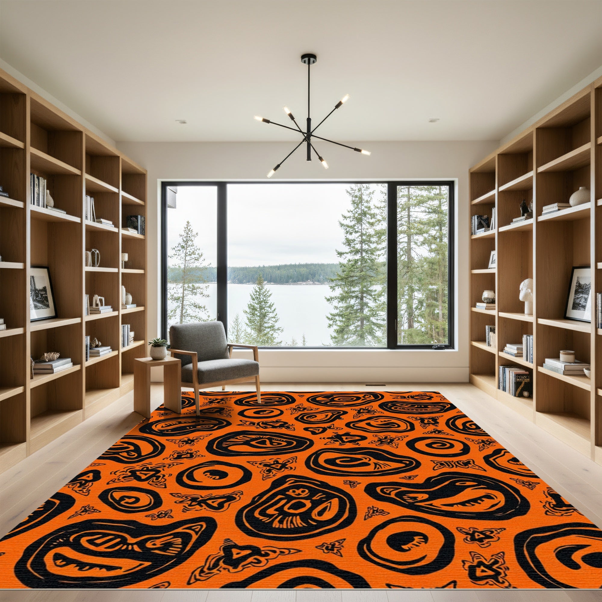 Orange Abstract Organic Shape Collection Rug