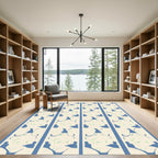 Blue Ivory Abstract Vine Silhouette Rug