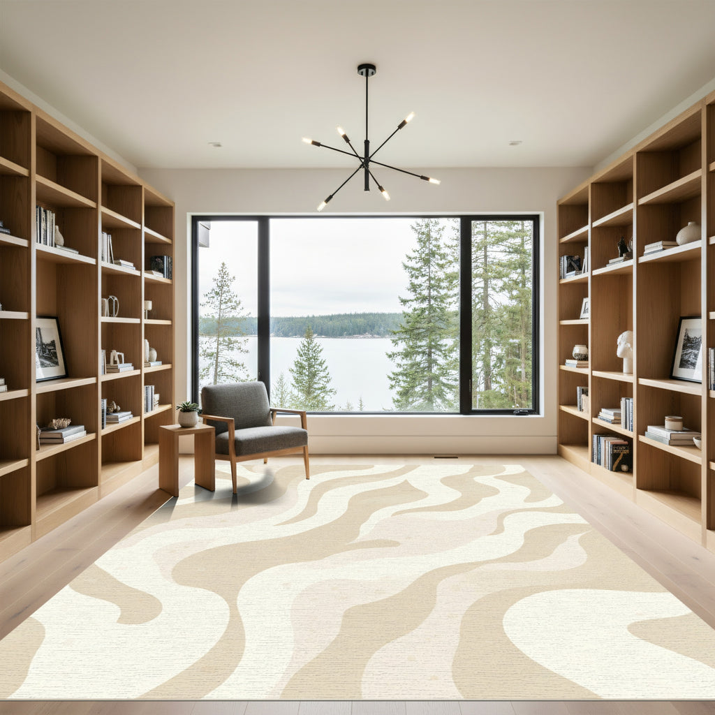 Sandy Neutral Wave Stripes Rug