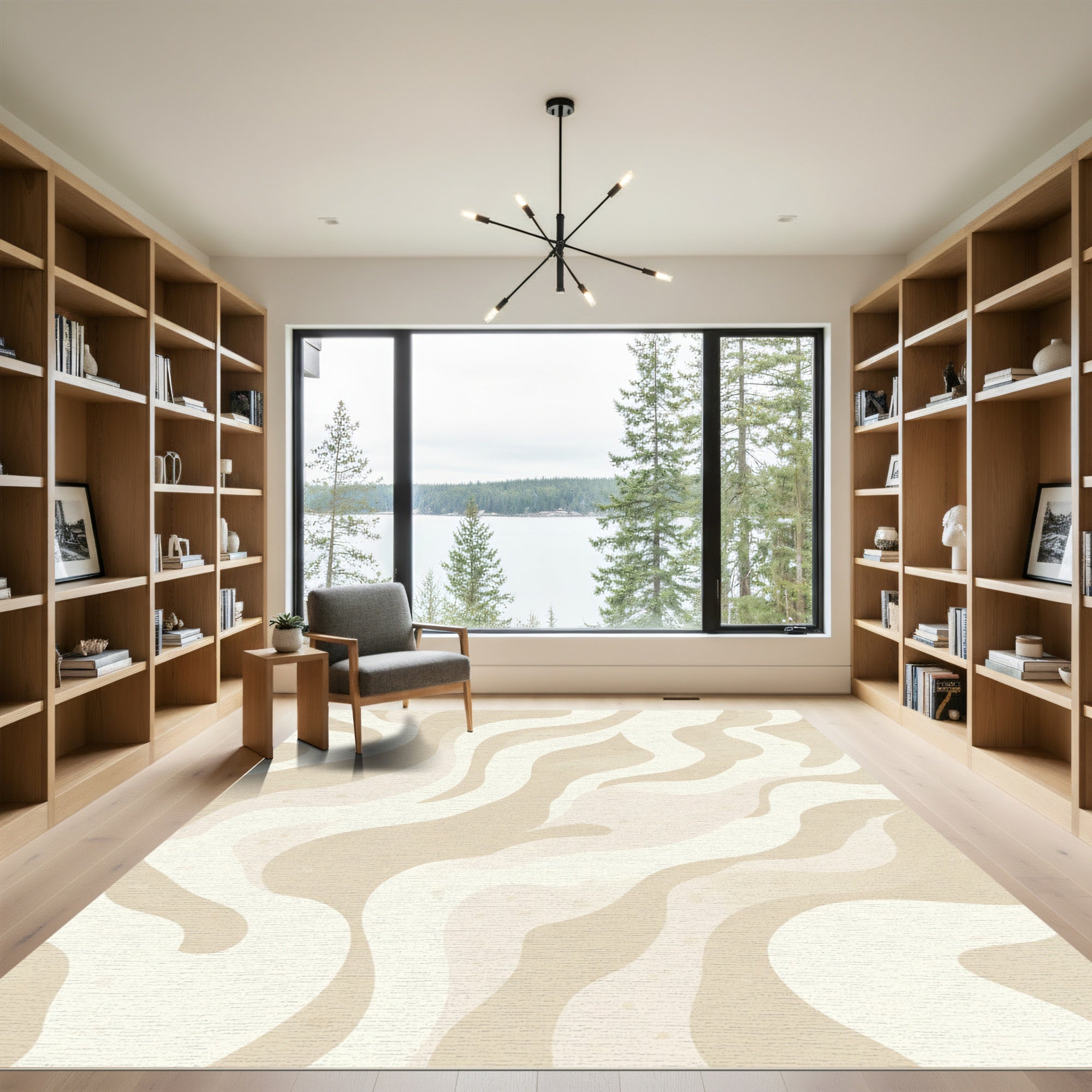 Sandy Neutral Wave Stripes Rug