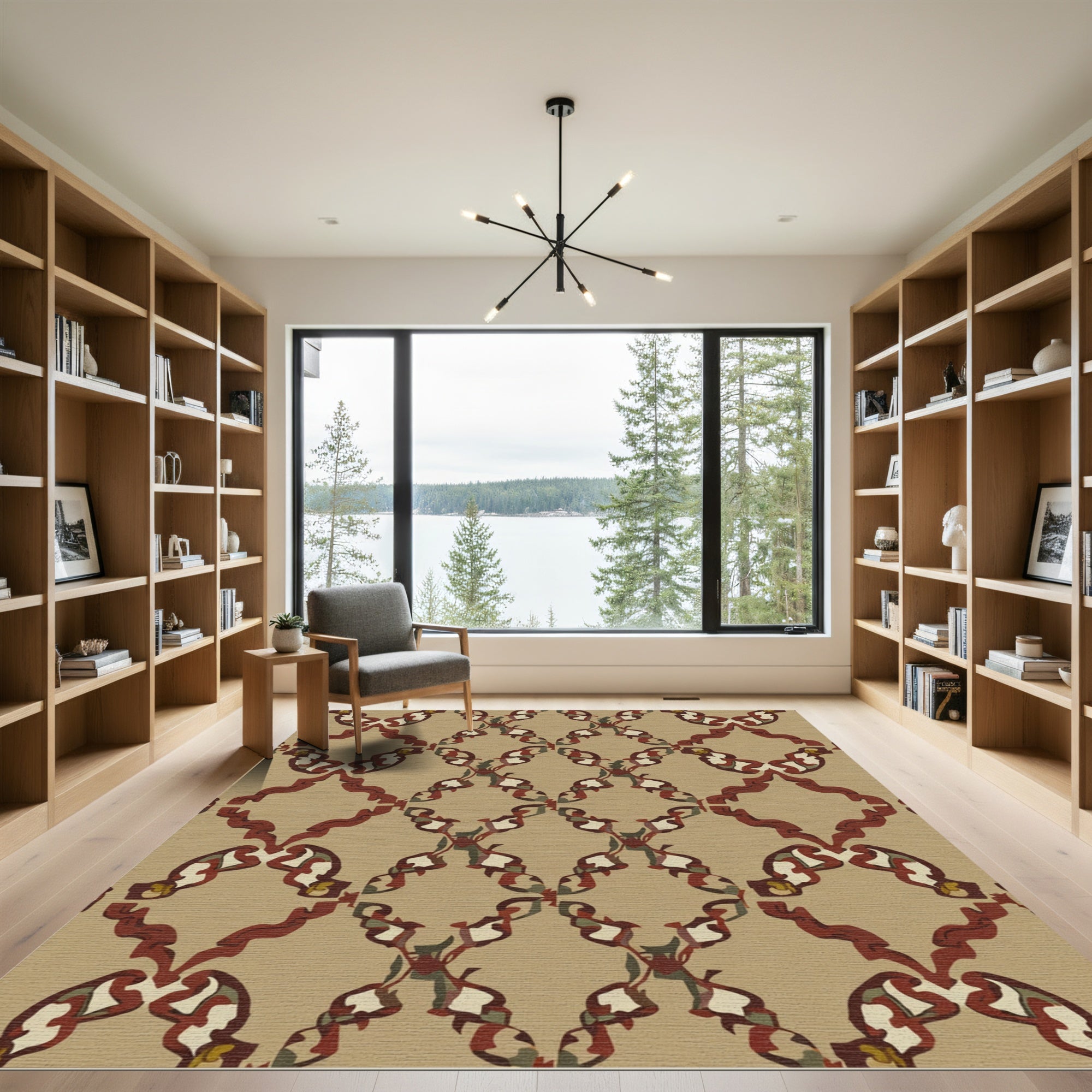 Terra Cotta Geometric Baroque Overlay Rug