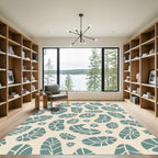 Teal Leafy Floral Scatter Rug