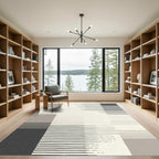 Neutral Tones Abstract Horizontal Lines Rug