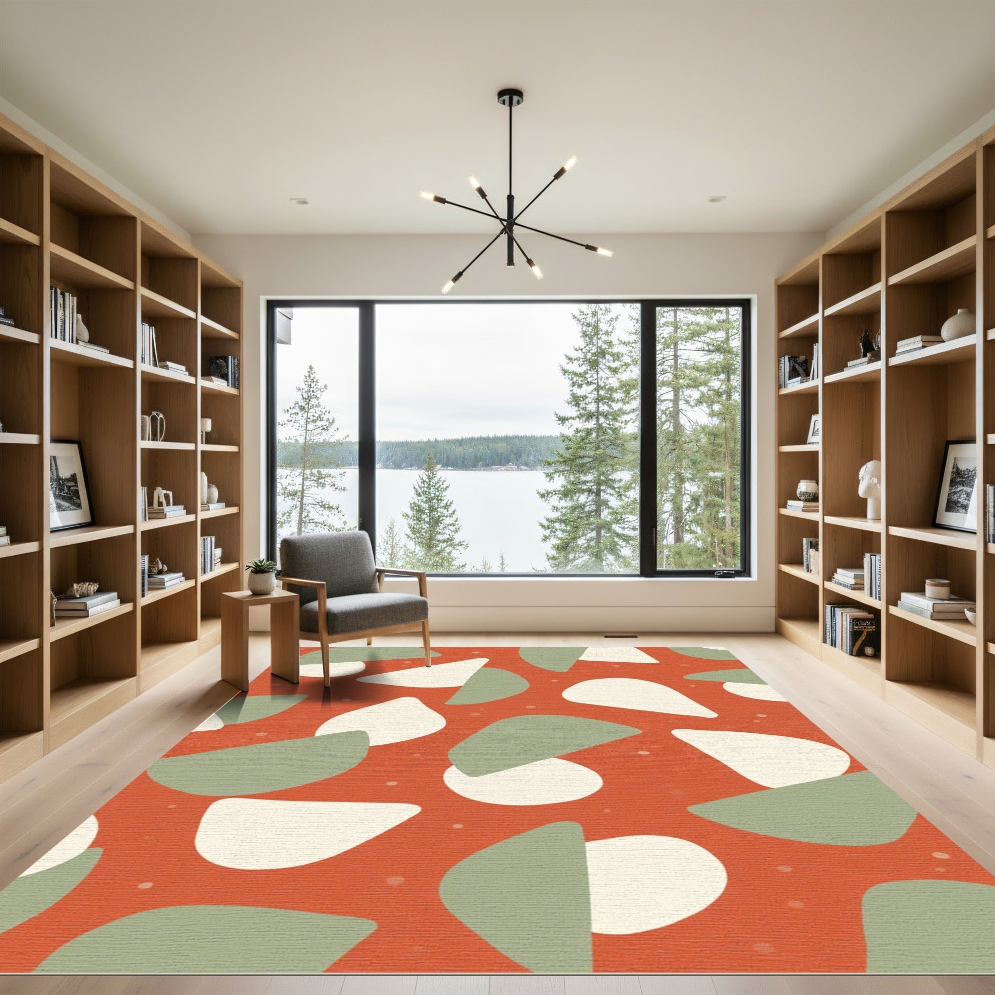 Terracotta Sage Abstract Blob Rug