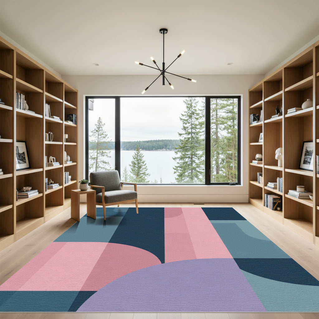Modern Geometric Shapes Pastel Blend Rug