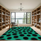Teal Black Spotted Sunburst Rug